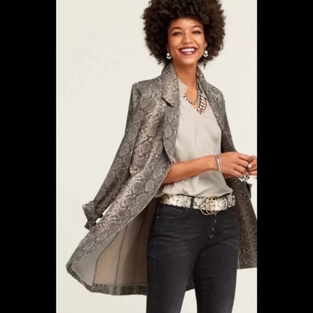 CAbi 4114 King Cobra Snake Print Ponte Knit Beige Black Fashion Coat, Size Med - Picture 9 of 10